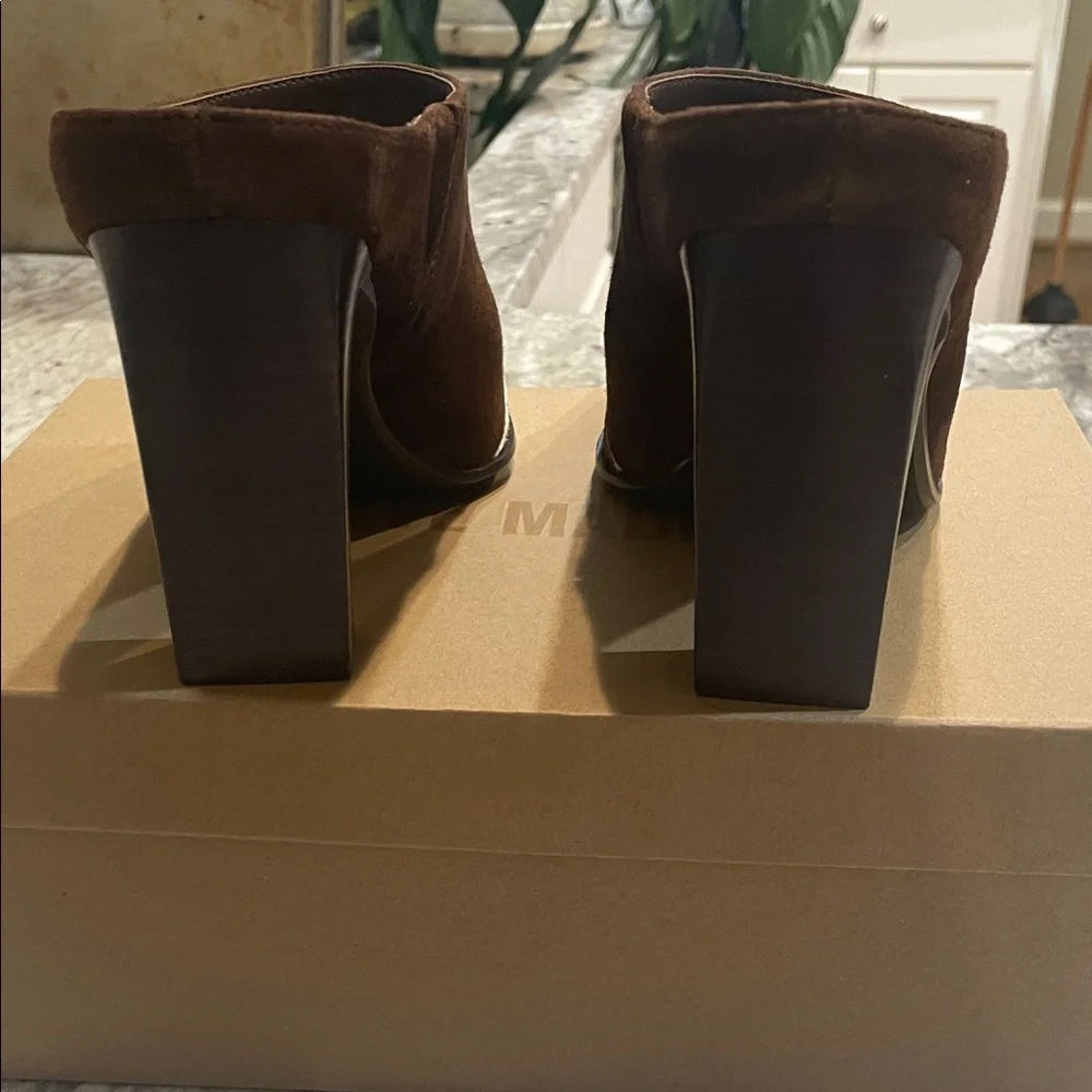 Steve Madden Brown and White cowhide Heeled Mules - Picture 4 of 9